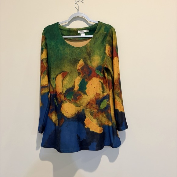 Feratelli Tops - Feratelli Women's Colorful Abstract Print Round-Neck Long Sleeve Tunic Top